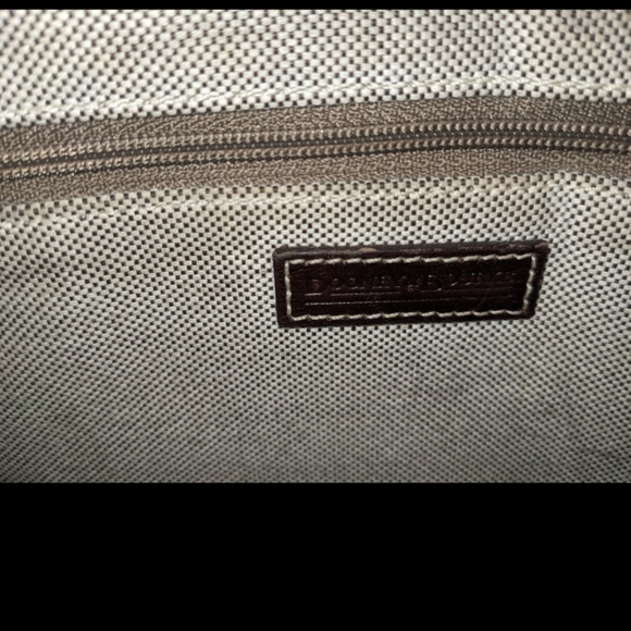 DOONEY & BOURKE Signature Logo Double Pocket GRAY & Brown Tote Handbag Purse - Picture 5 of 12